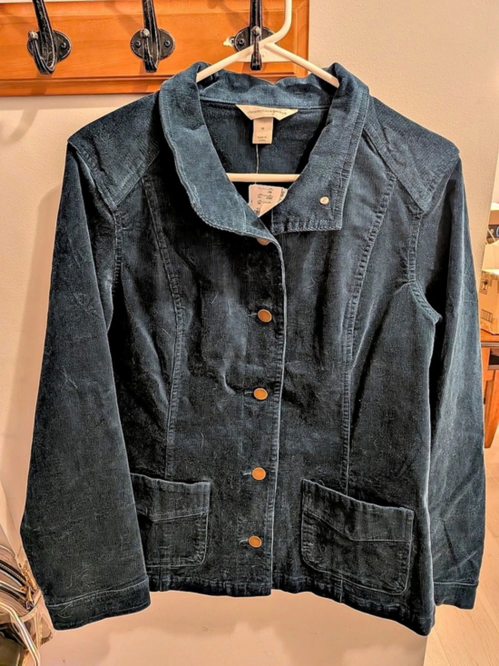 Christopher & Banks Corduroy Jean Looking Jacket in Blue Size Medium NWT $70 Ret